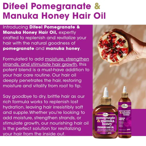 Difeel Pomegranate Manuka Honey Hair Oil 2.5oz 75ml Supply