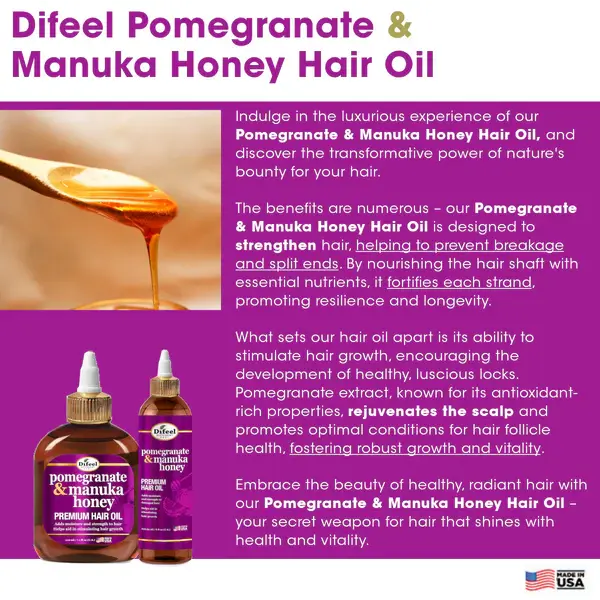 Difeel Pomegranate Manuka Honey Hair Oil 2.5oz 75ml Supply