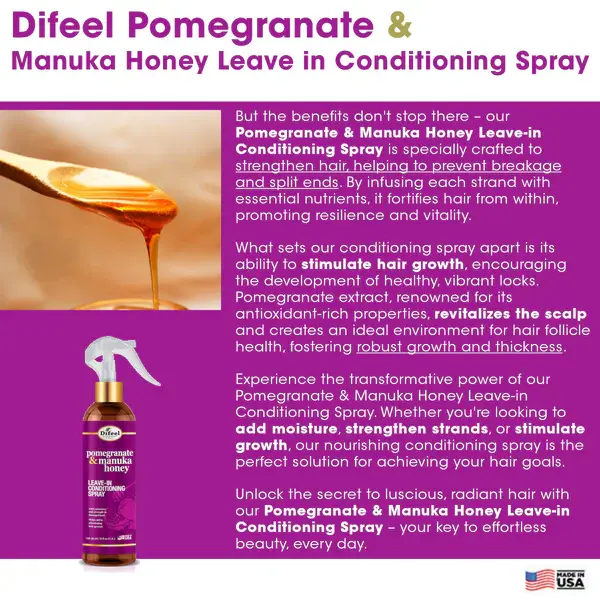 Difeel Pomegranate Manuka Honey Leave In Conditioner Spray 8 oz Online now