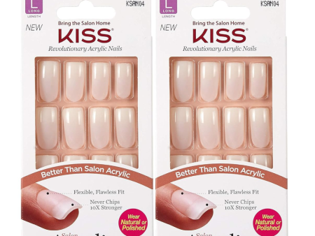 Kiss Salon Acrylic Natural Square Long Nails 28 CT - KSAN04 Fashion