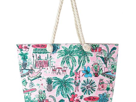 Hand Drawn Jungle Life Print Beach Tote Bag MB-0259 Online now