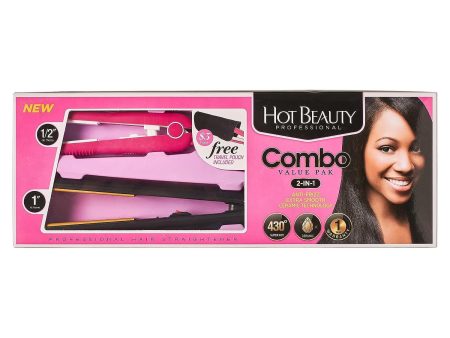 Hot Beauty Professional Hair Straightener Combo 2-in-1 Value Pack Discount