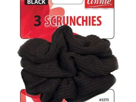 Annie #3373 Black Scrunchies 3 ct Fashion