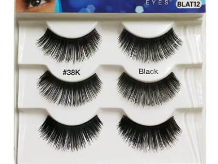 Broadway Eyes 100% Human Hair Strip Lashes #38K Black- 3x Pack For Sale