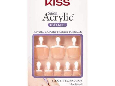 Kiss Salon Acrylic Toenails French Pedicure Kit 24 CT - KSAT01 Supply