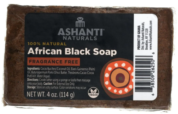 Ashanti Naturals African Black Soap Bar Fragrance Free 4 oz Fashion