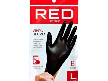 Red by Kiss: 6pcs Black Vinyl Gloves - Large #VGL03 For Cheap