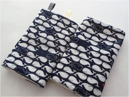 Jinglebib Drool Pad - Navy White Whale Nautical Online now